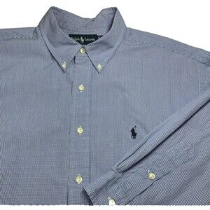 Polo Ralph Lauren Button Down Blake Shirt Mens XL Blue Mini Gingham Check